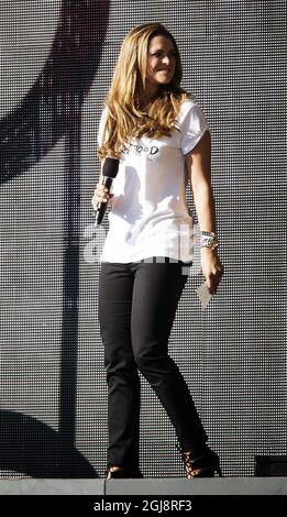 NEW YORK 2014-09-27 Prinsessan Madeleine pÃƒÂ¥ scen vid 2014 Global Citizen Festival i Central Park pÃƒÂ¥ lÃƒÂ¶rdagen. Foto: Linus Sundahl-Djerf / TT / Kod 10950 Foto Stock