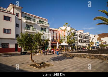 Spagna, Isole Canarie, Isola di El Hierro, la Restinga, lungomare del porto. Foto Stock