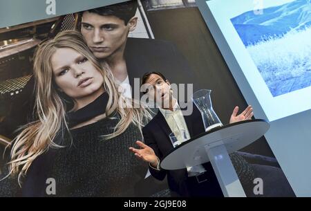 STOCCOLMA 2015-09-24 Karl-Johan Persson, CEO di H&M, è stato visto durante la presentazione della relazione finanziaria del terzo trimestre companyÂ a Stoccolma, Svezia, 24 settembre 2015. Foto Jonas Ekstromer / TT kod 10030 Foto Stock