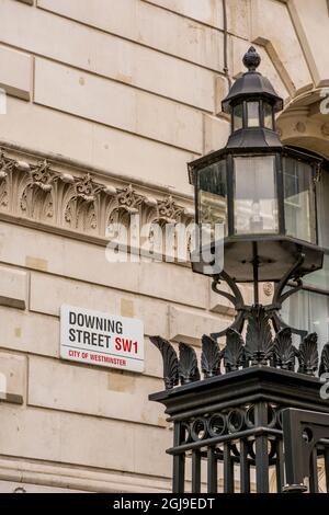 Segnale Downing Street, Londra, Inghilterra. Foto Stock