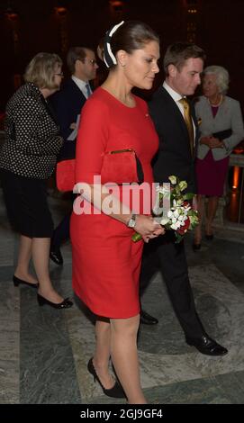 STOCCOLMA 2015-11-05 la Principessa Vittoria della Corona è vista durante un pranzo per il Presidente della Tunisia, Beji CaÃƒÂ¯d Essebs, nel municipio di Stoccolma, Svezia, 5 novembre 2015. Il Presidente tunisino è in visita di Stato in Svezia. Foto: Maja Suslin / TT Kod 10300 Foto Stock