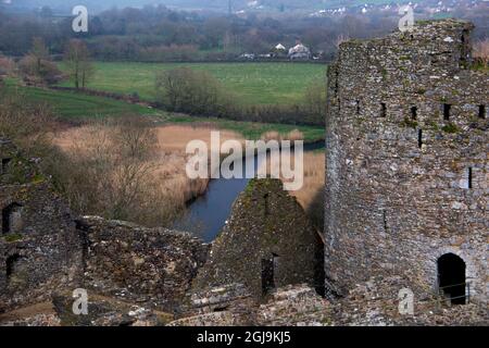 Regno Unito, Galles, Kidwelly. Castello di Kidwelly. Foto Stock