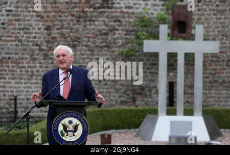 L'ex Taoiseach Bertie Ahern ha parlato durante un evento del ventesimo anniversario presso la residenza dell'Ambasciatore degli Stati Uniti a Dublino per commemorare le vite perse durante gli attacchi del 9/11. Data foto: Mercoledì 25 agosto 2021. Foto Stock