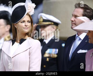 STOCCOLMA 2016-04-30 la principessa Madeleine la celebrazione di compleanno del re sul cortile esterno, il Palazzo reale, sabato 30 aprile 2016. Foto: Christine Olsson / TT / code 10430 Foto Stock