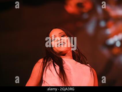 STOCCOLMA 2016-07-04 Rihanna si esibirà presso la Tele2 Arena di Stoccolma; Svezia Juy 4, 2016. Foto: Marcus Ericsson / TT / Kod 11470 Foto Stock