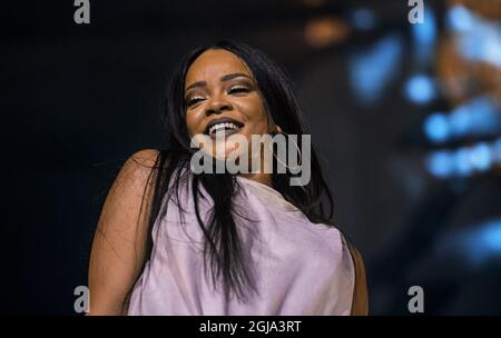 STOCCOLMA 2016-07-04 Rihanna suona con il suo Anti World Tour all'arena Tele2 di Stoccolma; Svezia Juy 4, 2016. Foto: Marcus Ericsson / TT / Kod 11470 Foto Stock