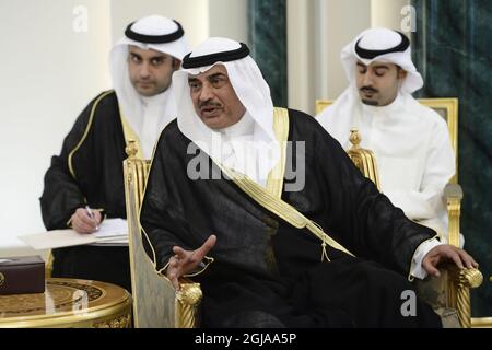 KUWAIT 2016-10-24 il vice primo ministro e ministro degli Esteri del Kuwait Sheikh Sabah Khalid al Sabah durante un incontro in Kuwait, 24 ottobre 20166. Foto: Henrik Montgomery / TT / kod 10060 Foto Stock