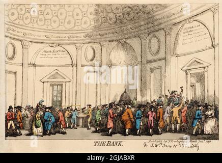 The Bank of England 1792 artista: Thomas Rowlandson (1756-1827) artista e caricaturista inglese dell'epoca georgiana. Osservatore sociale, è stato un artista prolifico e tipografo. Credit: Thomas Rowlandson/Alamy Foto Stock