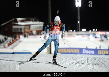 Marie Dorin Habert in Francia in azione durante il monorelè misto alla IBU Bithlon World Cup di Ostersund, Svezia settentrionale, il 27 novembre 2016. Foto Robert Henriksson / TT / code 11393 Foto Stock