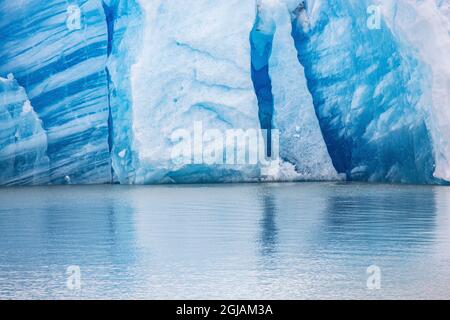 Situato all'interno del Parc Nacional Torres del Paine si trova il Gray Glacier, parte del Southern Patagonia Ice Field Foto Stock