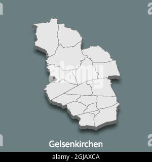 la mappa isometrica 3d di Gelsenkirchen è una città della Germania, illustrazione vettoriale Illustrazione Vettoriale