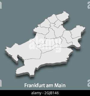 mappa isometrica 3d di Francoforte sul meno è una città della Germania, illustrazione vettoriale Illustrazione Vettoriale