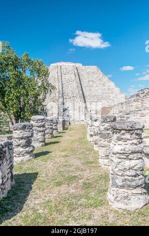 Messico, Yucatan. Rovine Maya, piramide Kukulkan Foto Stock