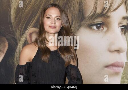 STOCCOLMA 2018-01-29 Alicia Vikander è visto durante la prima del film 'Euphoria' a Stoccolma, Svezia Martedì Foto Goran Granlund / TT kod 10657 Foto Stock