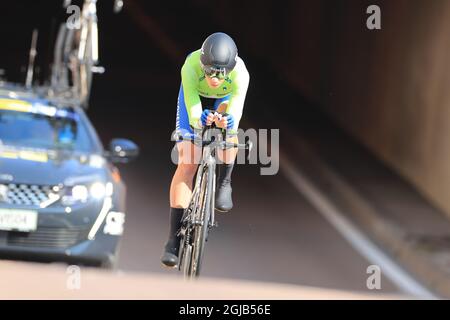 Trento, Italia. 9 settembre 2021; Trento, Alto Adige, Italia: 2021 UEC Road European Cycling Championships, Womens Individual Time Trials: BUJAK Eugenia (SLO) Credit: Action Plus Sports Images/Alamy Live News Foto Stock