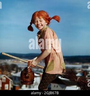 1969-03-25 Actress inger Nilsson AS Pippi Longstocking Foto Bo Aje Mellin / SVT code 5600 Foto Stock