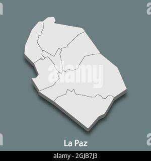 la mappa isometrica 3d di la Paz è una città della Bolivia , illustrazione vettoriale Illustrazione Vettoriale