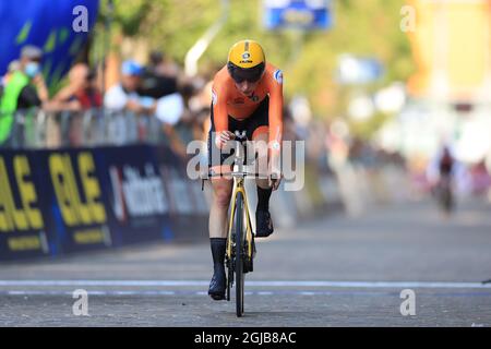 Trento, Italia. 9 settembre 2021; Trento, Alto Adige, Italia: 2021 UEC Road European Cycling Championships, Womens Individual Time Trials: MARKUS Riejanne (NED) Credit: Action Plus Sports Images/Alamy Live News Foto Stock