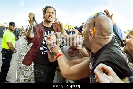 SOLVESBORG 20180608 il gruppo americano Stone Sour si esibisce durante il Sweden Rock Festival di Norje, al di fuori di Solvesborg, nel sud della Svezia, il 08 giugno 2018. Foto: Claudio Bresciani / TT / code 10090 Foto Stock