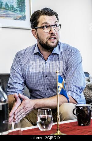 STOCCOLMA 2018-08-16 Jimmie akesson, presidente dei Democratici svedesi. Elezioni generali in Svezia 9 settembre 2018. Foto: Tomas Oneborg / SVD / TT / Kod: 30142 ** OUT SWEDEN OUT ** Foto Stock
