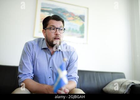 STOCCOLMA 2018-08-16 Jimmie Akesson, politico svedese e leader del partito dei Democratici svedesi. Foto: Pontus Lundahl / TT / kod 10050 Foto Stock