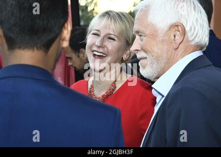 Margot Wallstrom, ministro svedese degli Affari esteri al partito elettorale del Partito socialdemocratico a Stoccolma, Svezia, 9 settembre 2018. Foto: Claudio Bresciani / TT / Kod 10090 Foto Stock