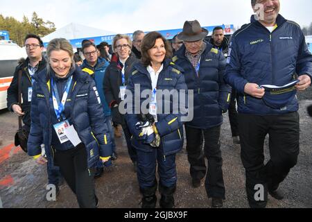 SEEFELD 20190223 la regina svedese Silvia e il re Carl Gustaf al FIS Nordic World Ski Championships 2019 di Seefeld., Austria. Foto Fredrik Sandberg / TT kod 10080 *** Foto Stock