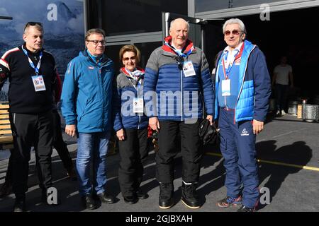 Il re Harald e la regina Sonja di Norvegia sono visti ai Campionati Mondiali di Sci di Seefeld, Austria martedì 26 febbraio 2019. Foto Fredrik Sandberg / TT kod 10080 Foto Stock