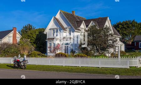 USA, California. Vista di Blair House, la casa immaginaria di Jessica Fletcher nel mistero dell'omicidio 'Murder, ha scritto.' Foto Stock