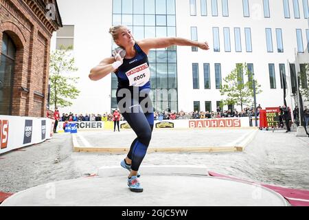 Fanny Roos di Svezia in azione durante l'evento Women's shot Put durante la riunione della IAAF Diamond League allo Stadio Olimpico di Stoccolma, Svezia, il 30 maggio 2019. Foto Fredrik Sandberg / TT 7 codice 10080 Foto Stock