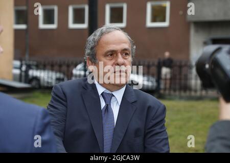 Michel Platini funerale dell'ex presidente dell'UEFA Lennart Johansson nella Chiesa di Katarina a Stoccolma, Svezia 2019-06-26 (c) Patrik Osterberg / TT Foto Stock