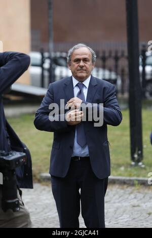 Michel Platini funerale dell'ex presidente dell'UEFA Lennart Johansson nella Chiesa di Katarina a Stoccolma, Svezia 2019-06-26 (c) Patrik Osterberg / TT Foto Stock