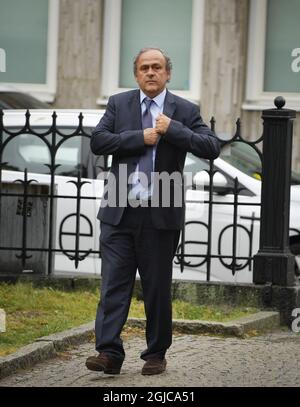 L'ex presidente dell'UEFA Michel Platini arriva per i funerali dell'ex presidente dell'UEFA svedese Lennart Johansson presso la Chiesa di Katarina a Stoccolma, Svezia, il 26 giugno 2019. Johansson morì il 4 giugno all'età di 89 Foto: Anders Wiklund / TT / code 10040 Foto Stock