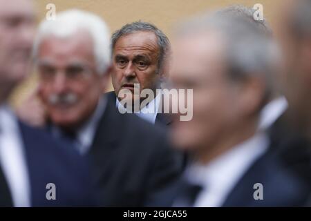 Michel Platini funerale dell'ex presidente dell'UEFA Lennart Johansson nella chiesa di Katarina, Stoccolma, Svezia 2019-06-26 (c) Patrik Osterberg / TT Foto Stock