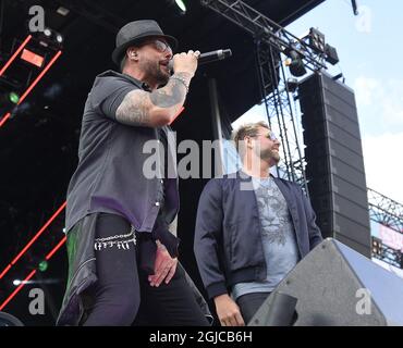 Keith Duffy, Brian McFadden, Boyzlife si esibisce al festival musicale "We Who Love the 90's" a Stoccolma, Svezia 6 luglio 2019 (c) Karin TÃ¶rnblom / TT / kod 2377 Foto Stock