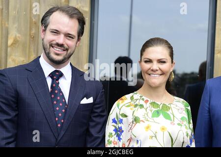 Il Principe Felix di Lussemburgo e la Principessa Vittoria della Corona partecipano alle inaugurazioni del nuovo impianto idrico di Morbylanga, Oland, Svezia 12 luglio 2019 foto: Mikael Fritzon / TT / kod 62360 Foto Stock