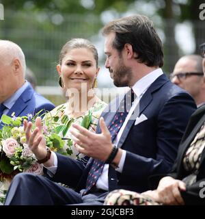 Crown Princess Victoria e Prince Felix di Lussemburgo partecipano alle inaugurazioni del nuovo impianto idrico di Morbylanga, Oland, Svezia 12 luglio 2019 foto: Mikael Fritzon / TT / kod 62360 Foto Stock