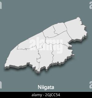 la mappa isometrica 3d di Niigata è una città del Giappone, illustrazione vettoriale Illustrazione Vettoriale