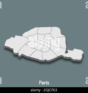 la mappa isometrica 3d di Parigi è una città della Francia , illustrazione vettoriale Illustrazione Vettoriale