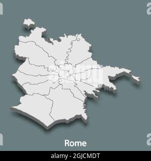 la mappa isometrica 3d di Roma è una città d'Italia , illustrazione vettoriale Illustrazione Vettoriale