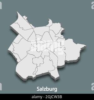 la mappa isometrica 3d di Salisburgo è una città dell'Austria, illustrazione vettoriale Illustrazione Vettoriale
