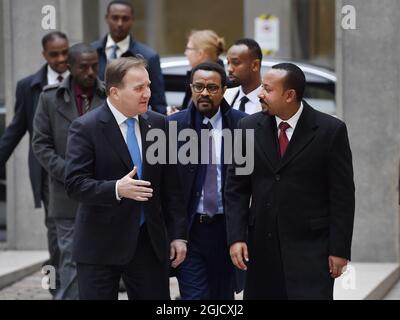 Il primo Ministro di Swedenâ, Stefan Lofven (sinistra), riceve il primo Ministro di Etiopia e quest'anno il Premio Nobel per la pace, Abiy Ahmed Ali, per un incontro a Stoccolma, Svezia, 9 dicembre 2019. Foto: Anders Wiklund / TT / kod 10040 Foto Stock