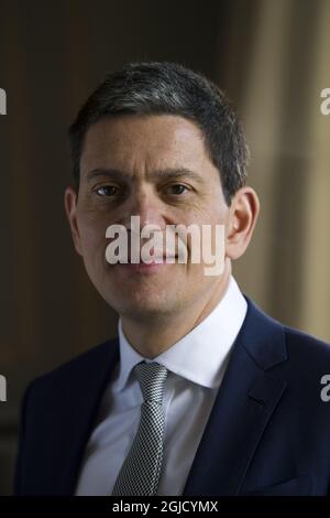 David Miliband durante il suo soggiorno Stoccolma Svezia per ricevere il premio Human Rights Award 2019. David Wright Miliband PC è amministratore delegato dell'International Rescue Committee e analista delle politiche pubbliche. Un ex politico britannico del partito laburista, che era il segretario di Stato per gli affari esteri e del Commonwealth Foto Henrik Montgomery / TT kod 10060 Foto Stock