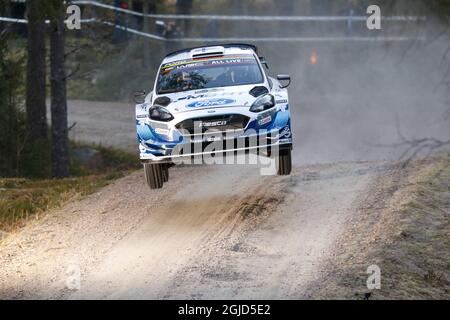 TORSBY 2019-02-13 Rally Svezia, seconda gara della Coppa del mondo Rally 2020. Esaekka Lappi fin / Janne Ferm fin, Ford Fiesta WRC al test di questa mattina / shakedown. Foto Micke Fransson / TT Foto Stock