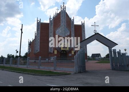 Bielsk Podlaski, Polonia - 13 luglio 2021: Santuario diocesano della Divina Misericordia a Bielsk Podlaski. Estate giorno di sole Foto Stock