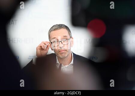 Vienna, Austria. 9 Settembre 2021. Conferenza stampa con il presidente del partito federale FPÖ Herbert Kickl. Argomento: Misure Corona. Foto Stock