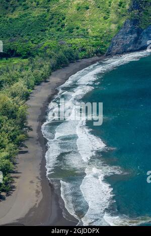 Onde, Waipio Valley Beach, Hamakua Coast, La Big Island Delle Hawaii 