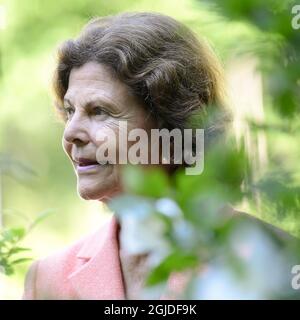 La coppia reale svedese re Carl Gustaf e la regina Silvia ha fotografato durante l'inaugurazione della mostra giardino 'Idétradgardar 2020' al Palazzo Solliden di Oland, Svezia, il 27 giugno 2020. Foto: Mikael Fritzon / TT / code 62360 Foto Stock