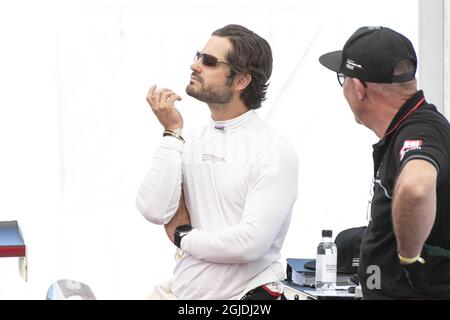 KARLSKOGA 2020-08-15 il principe Carl Philip compete nella Porsche Carrera Cup Scandinavia alla Gellerasen Arena il 15 agosto 2020. Foto: Tommy Pedersen / TT / kod 10650 Foto Stock