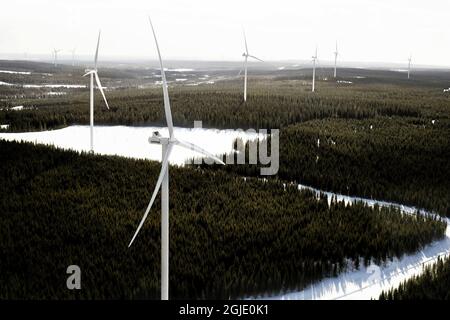 Il parco eolico di Askalen a Jamtland, Svezia. Foto: Johanna Hanno / TT / code 4854 Foto Stock